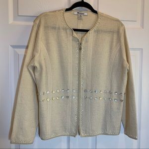Nygard Cream Boiled Wool Sweater Cadigan Size M